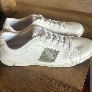 Skechers slip on shoes, leather, worn once. Smoke-free home. Leather.